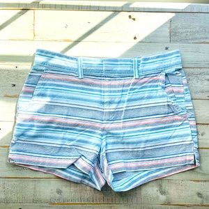 Gap women’s size 0 striped shorts lightweight 100% cotton blue orange white EUC